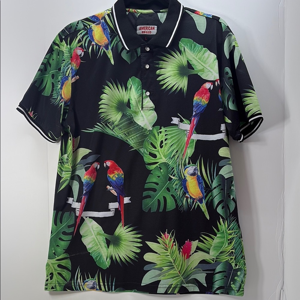American Breed Black Tropical Polo - Picture 4 of 7
